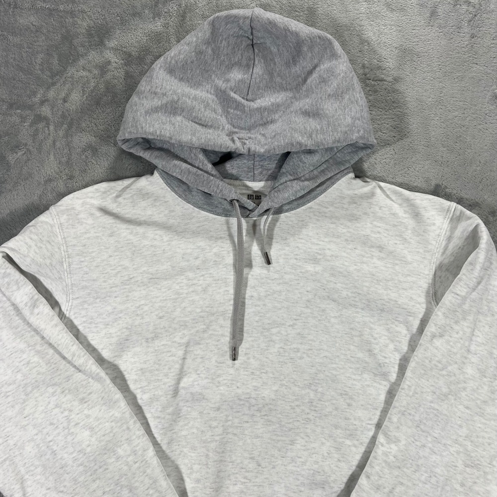 UNIQLO Hoodie Mens S Gray Color Block Sweat Pullover 341-457087 Stained‎